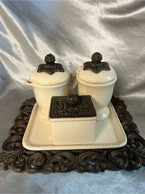 Gg collection Creamer & Sugar Set – 3-Piece Ceramic Set
